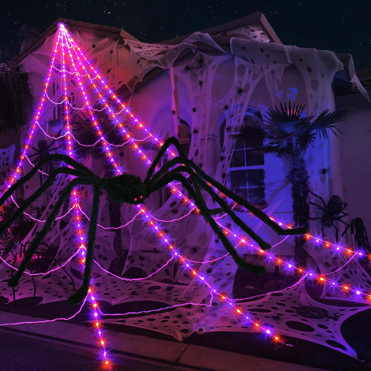 🕸️Spider Web Lights – 8 Modes with Remote &