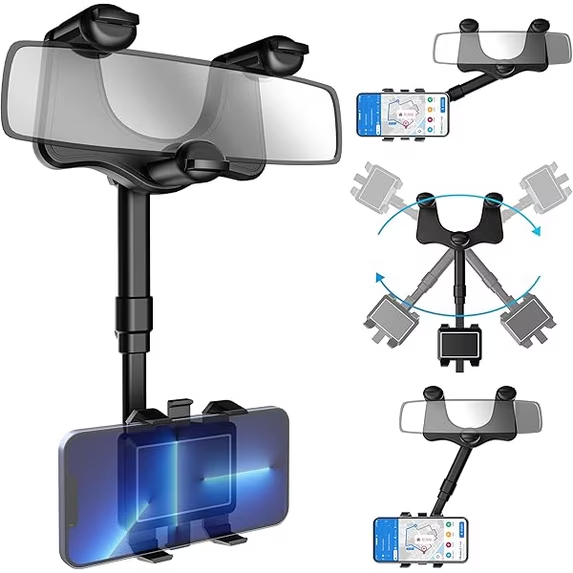š„Save45%šRotatable Retractable Rearview Mirror Phone Holder | No Glue No Suction Cups