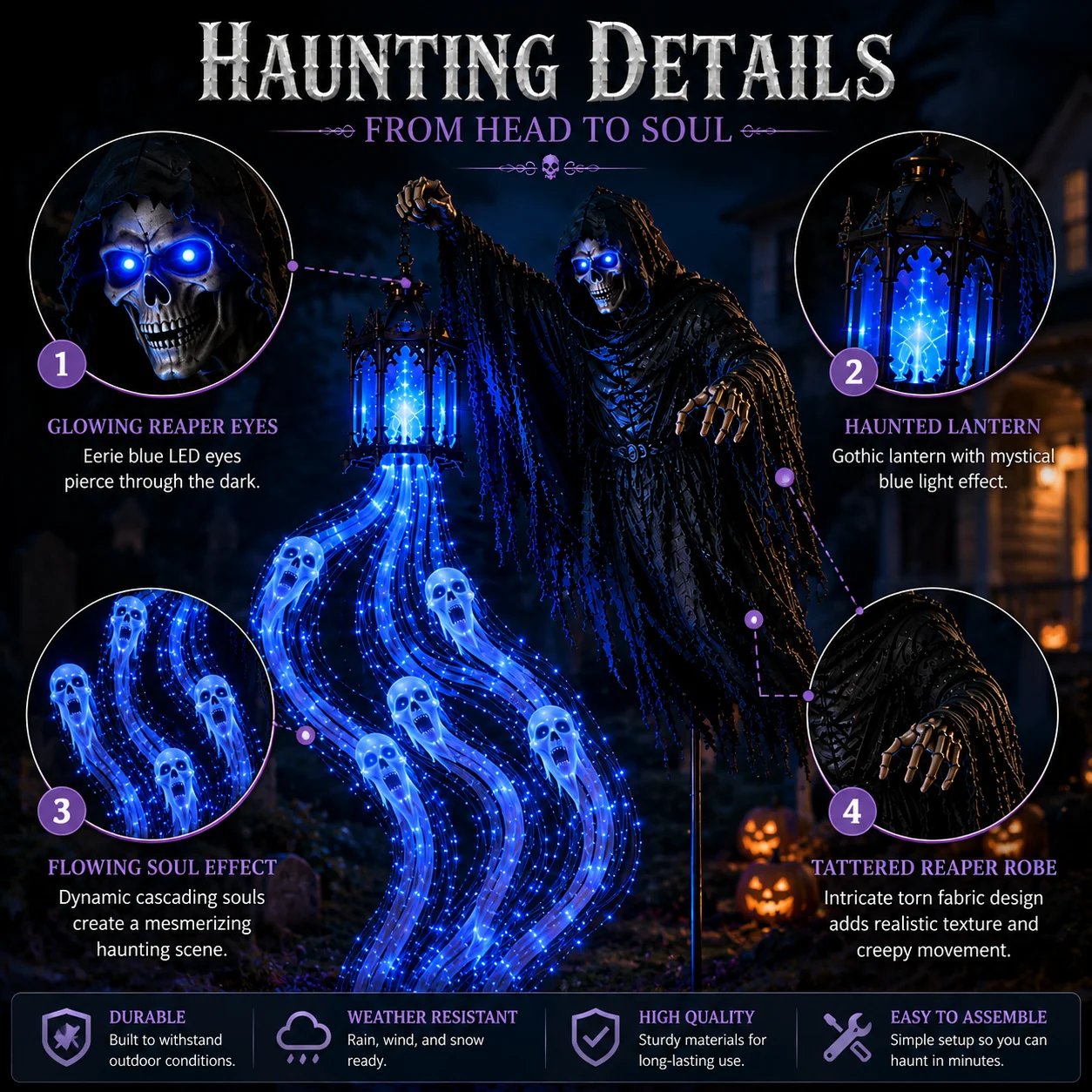 🔥 Today Only: 49% OFF 🎁Animated Halloween Headless Horseman Garden Light 💀