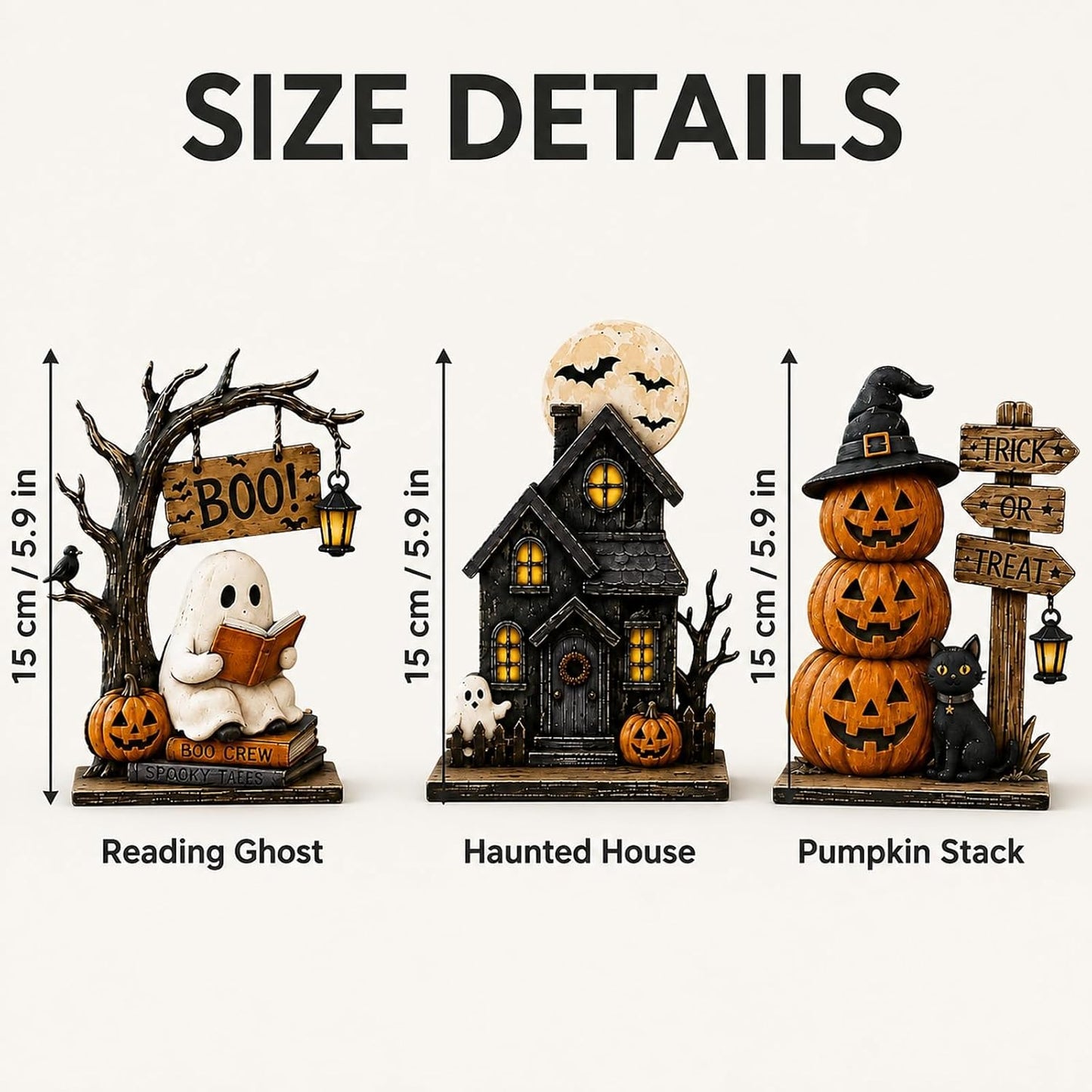 ๐ 3-Piece Halloween Tabletop Decor Set โ Spooky Centerpiece Collection