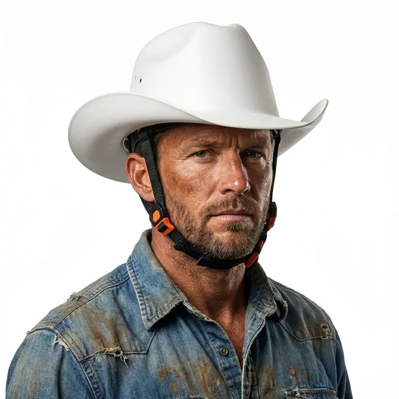 🤠 Western Cowboy Hard Hat, Vented Wide Brim Safety Helmet for Construction & Ranch Workers
