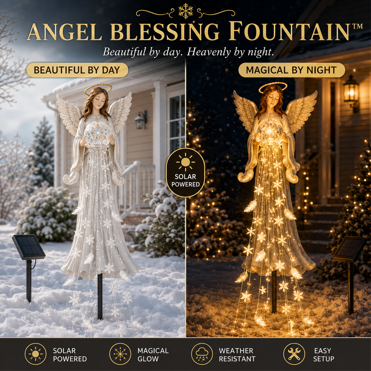 👼 Angel Blessing Fountain – Solar Cascading Garden Light ✨