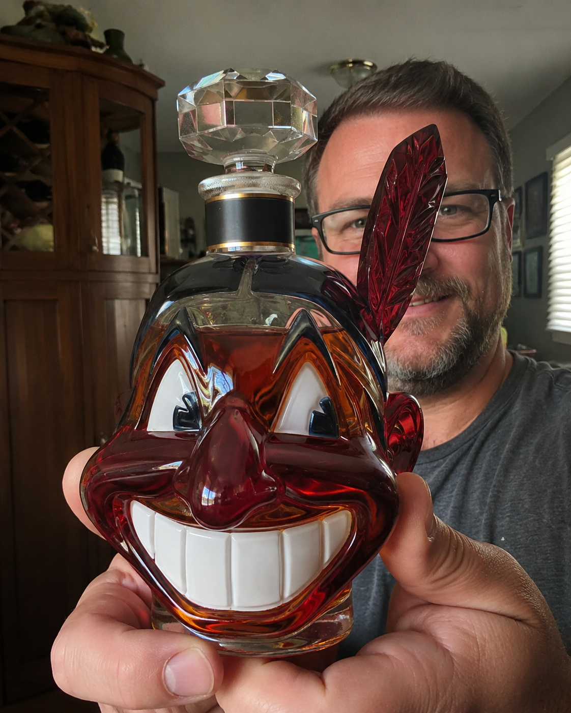 🏅Let's Go Tribe! 🍷125th Anniversary Chief Wahoo Whiskey Bottle