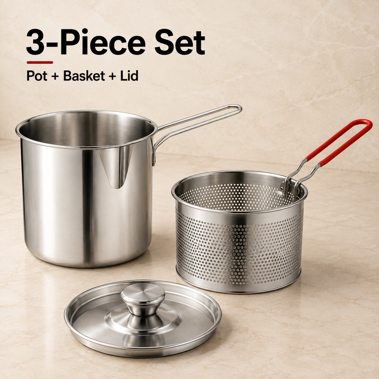 🌎Ends Today: 70% OFF!🔥2026🔥🍟 Personal Mini Deep Fryer Set – Stainless Steel Pot with Lift-Out Draining Basket & Food Tongs