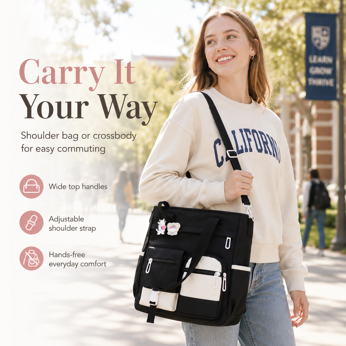 ๐๐Large Canvas Shoulder Bag โ Perfect for College, Work & Daily Life
