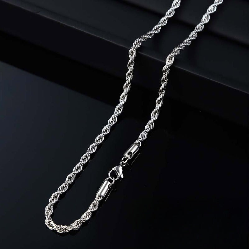 🛸14K Rope Chain Necklace for Women and Men, Upgraded Shine Faceted Cut, Tarnish-Free Gold Tone Chain,