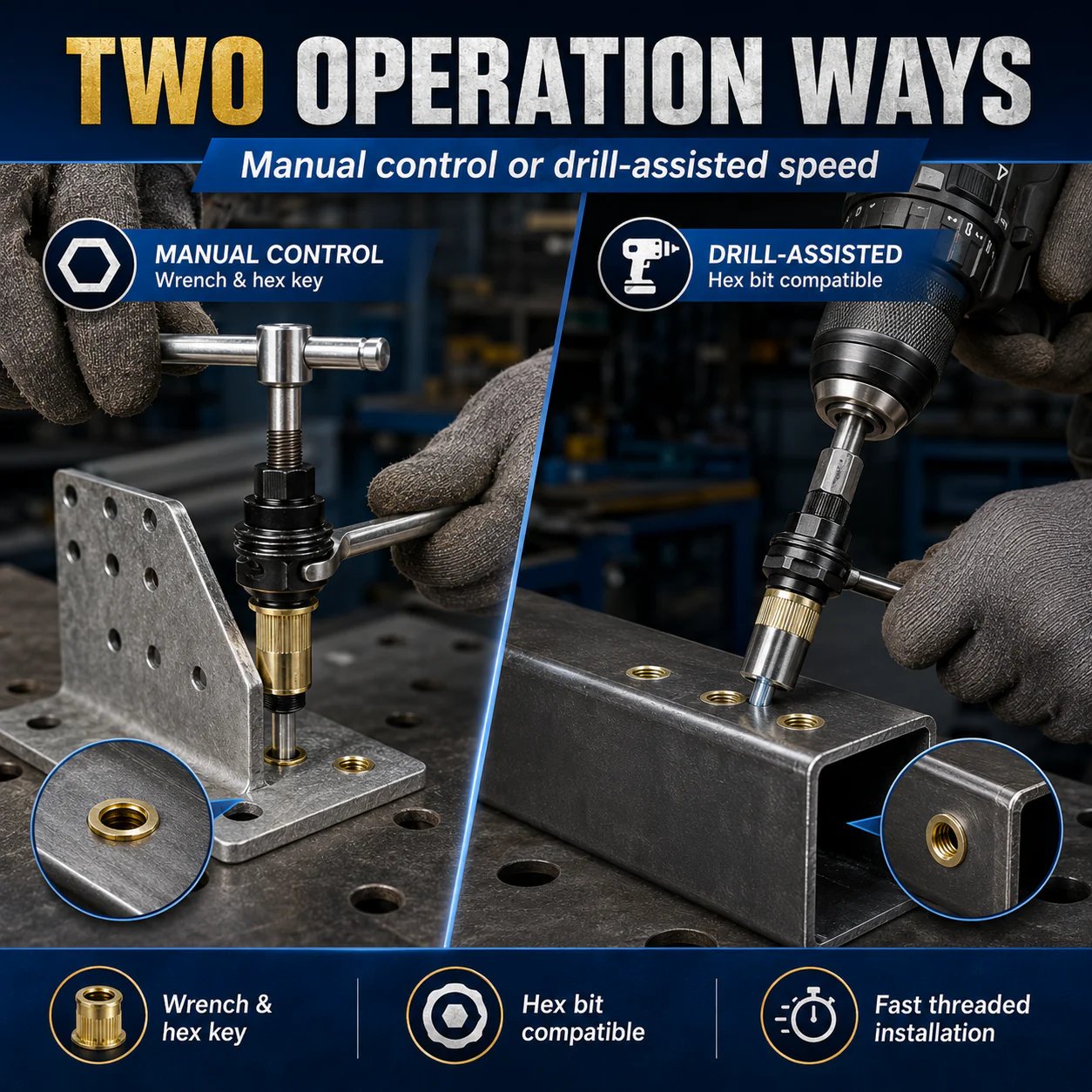 Carbon steel rivet nut set (including M3–M8 sizes)