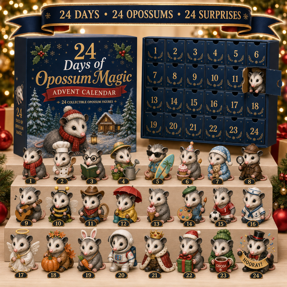 🏅30K+ Sold🐾 24 Days of Opossum Magic Advent Calendar – 24 Collectible Christmas Opossum Surprises