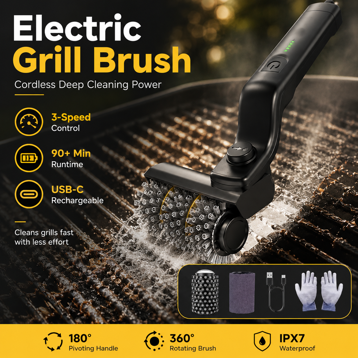 🔥 Cordless Power Grill Cleaner | Fast, Effortless BBQ Cleanup