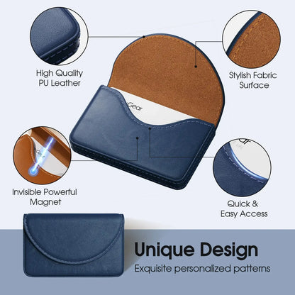 ✈️Last Day 50% OFF✨💼 PU Leather Business Card Holder – Slim Magnetic Name Card Case