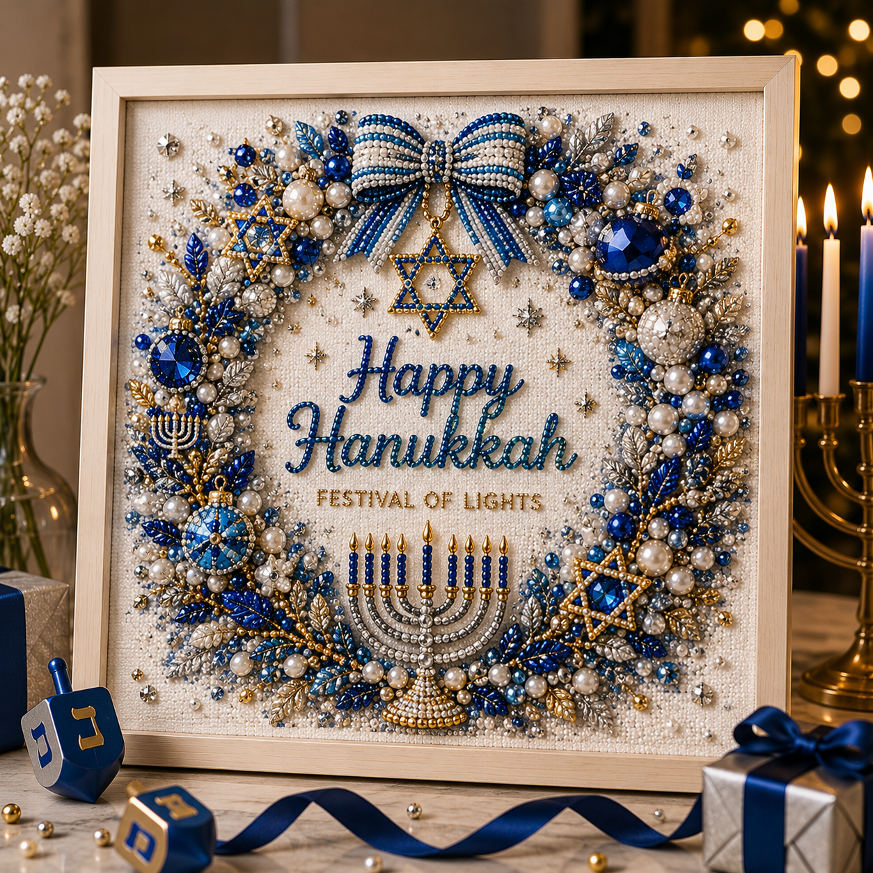 ✈️Last Day 50% OFF✨🎁DIY Hanukkah Pearl Art Kit ✨