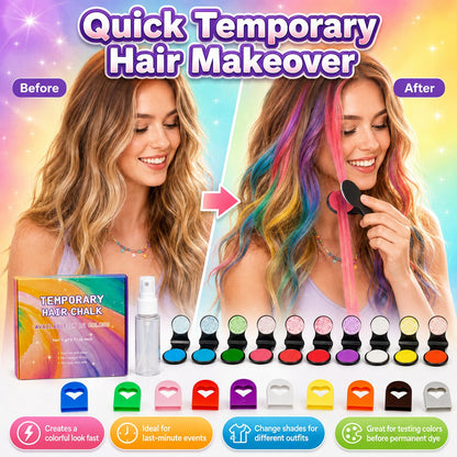 🏅🔥Last Day 50% OFF - 🌈12-Color Temporary Hair Chalk Applicator Set