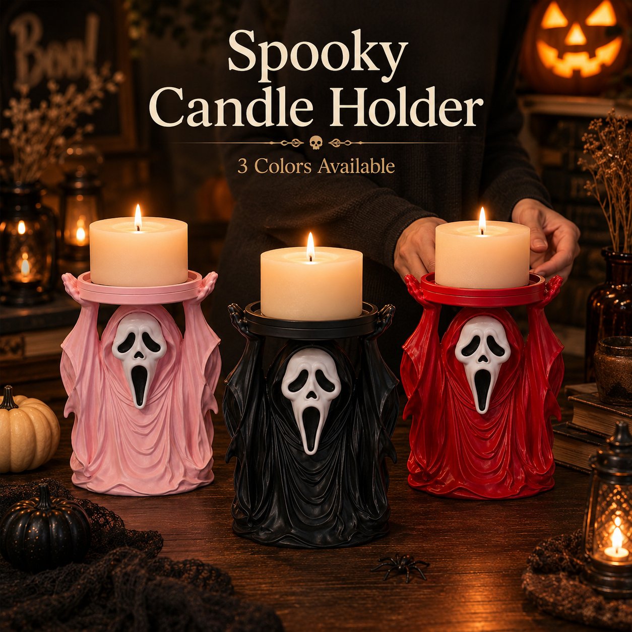 👻 Ghostface Scream Candle Holder 🕯️ Spooky Halloween Decor
