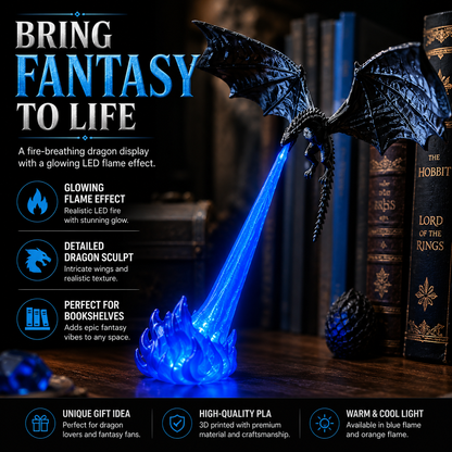 🌎Ends Today: 70% OFF!🔥 HOT SALE 🐉| 3D Fire-Breathing Dragon LED Display – Fantasy Bookshelf Decor with Glowing Flame