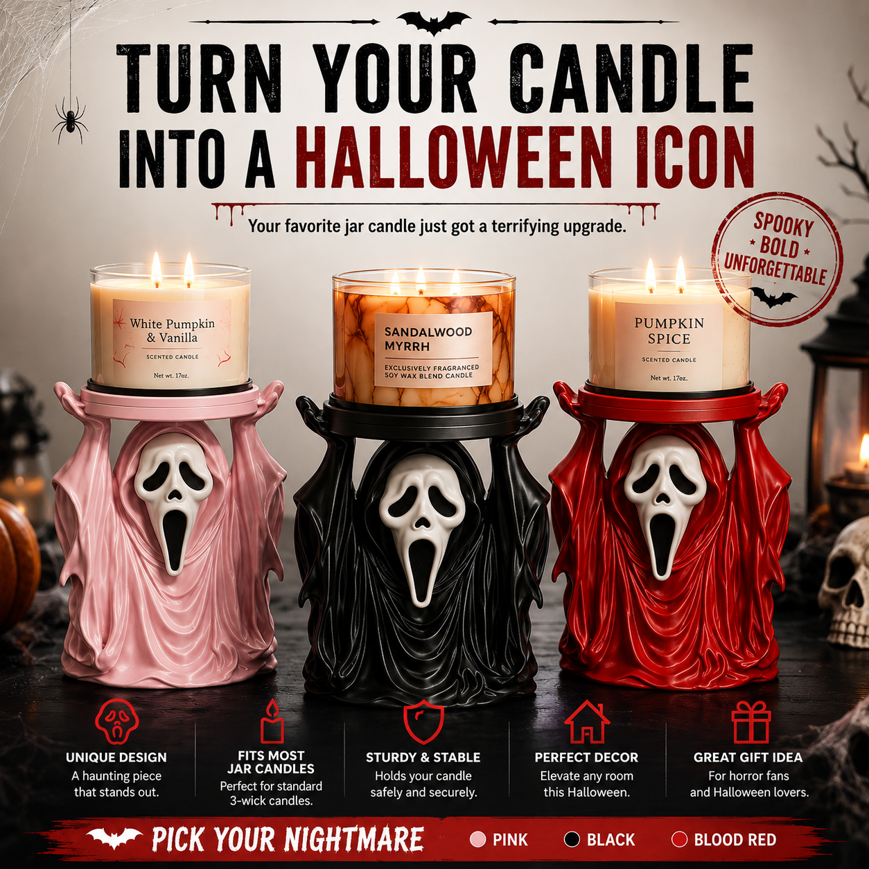 🌎Ends Today: 70% OFF!🔥👻 Ghost Candle Holder for Spooky Home Decor