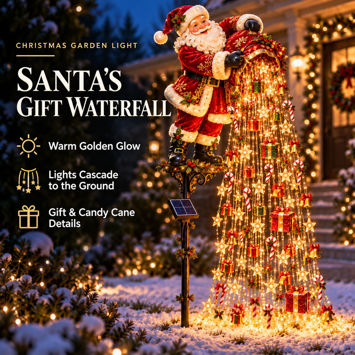 🎄50% OFF & Free Shipping🔥Christmas Starlight Cascade – Solar LED Garden Stake Lights