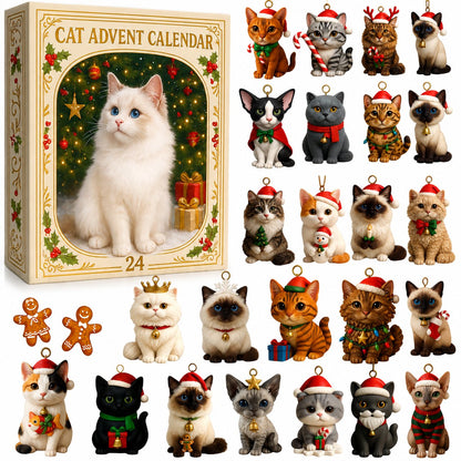 🌎Ends Today: 70% OFF!🔥Advent Calendar 2026 Cat Advent Calendar Gift for Adults Friends Cat Owners and Lovers Christmas Holiday Countdown Gift 24 Designs Cats Charm Christmas Tree Ornament
