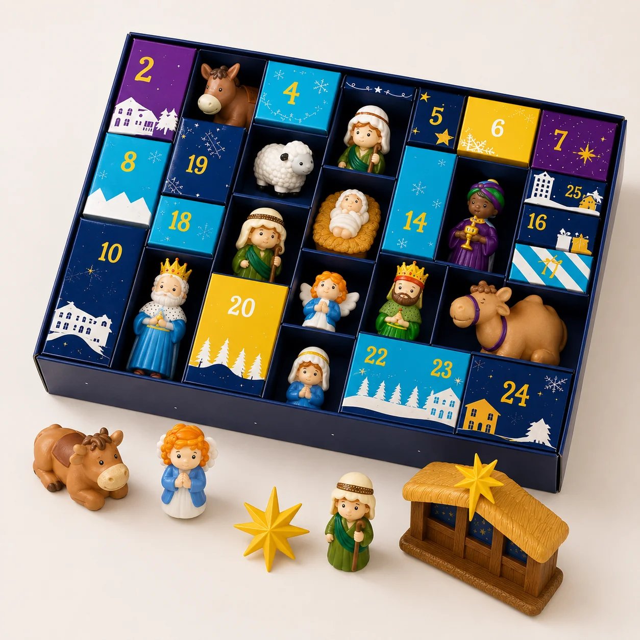 ✈️Last Day 50% OFF✨💯2026 Nativity Advent Calendar – 25-Piece Christmas Story Set for Kids