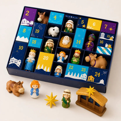 ✈️Last Day 50% OFF✨💯2026 Nativity Advent Calendar – 25-Piece Christmas Story Set for Kids