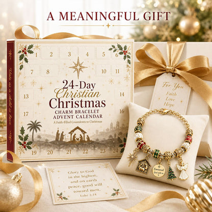 ✈️Last Day 50% OFF✨🎄24-Day Christian Christmas Charm Bracelet Advent Calendar
