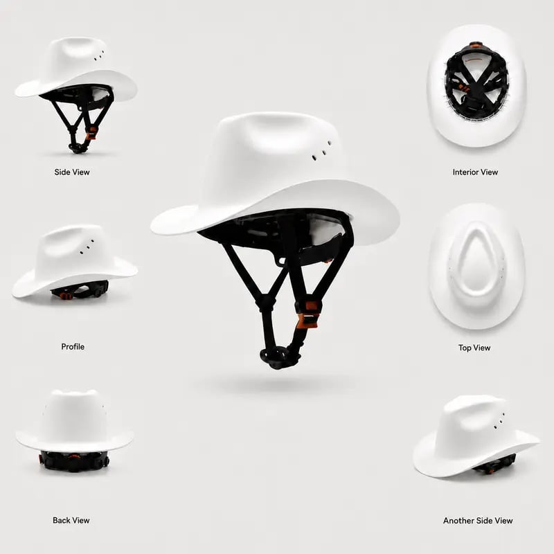 🤠 Western Cowboy Hard Hat, Vented Wide Brim Safety Helmet for Construction & Ranch Workers