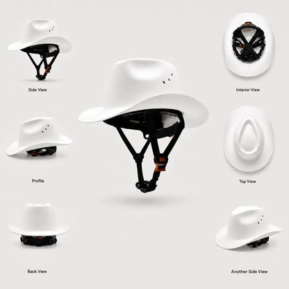 🤠 Western Cowboy Hard Hat, Vented Wide Brim Safety Helmet for Construction & Ranch Workers