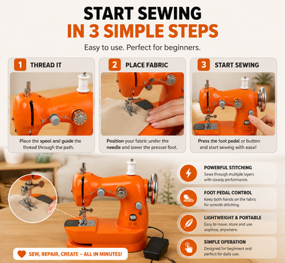 🌎Ends Today: 70% OFF!🔥🏠 HOME DIY SALE | Mini Electric Sewing Machine – Compact Sewing Helper for Repairs, Crafts & Creative Projects
