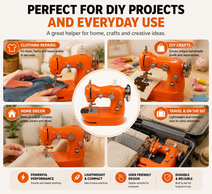 🌎Ends Today: 70% OFF!🔥🏠 HOME DIY SALE | Mini Electric Sewing Machine – Compact Sewing Helper for Repairs, Crafts & Creative Projects