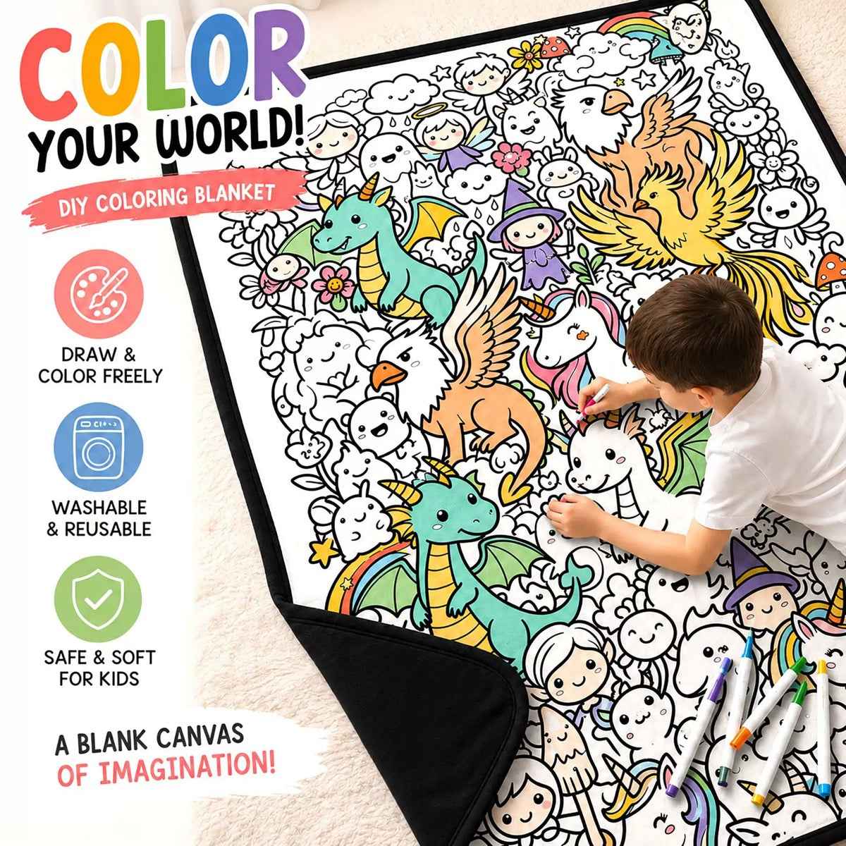 Ahlwo™ Coloring Blanket🖍️ Color It. Wash It. Repeat It! 🔄✨