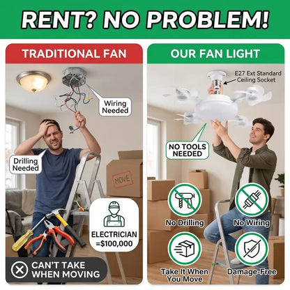 🌎Ends Today: 70% OFF!🔥❄️Stay Cool & Bright💡 2-in-1 Ceiling Fan Light 🏠Perfect for Bedrooms, Kitchens & Garages