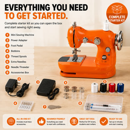 🌎Ends Today: 70% OFF!🔥🏠 HOME DIY SALE | Mini Electric Sewing Machine – Compact Sewing Helper for Repairs, Crafts & Creative Projects