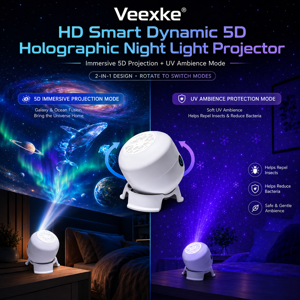 Veexke® 5D Galaxy Ocean Projector