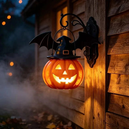 🔥50% OFF 🎃🦇 Bat Hat Pumpkin Wall Lamp – Halloween Decor