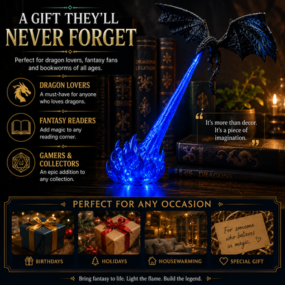 🌎Ends Today: 70% OFF!🔥 HOT SALE 🐉| 3D Fire-Breathing Dragon LED Display – Fantasy Bookshelf Decor with Glowing Flame