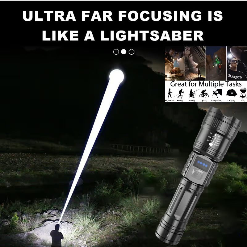 🔥🔥🔥Last Day 53% OFF⚡️High-power flashlight-Zoomable Beam & Emergency Power Bank