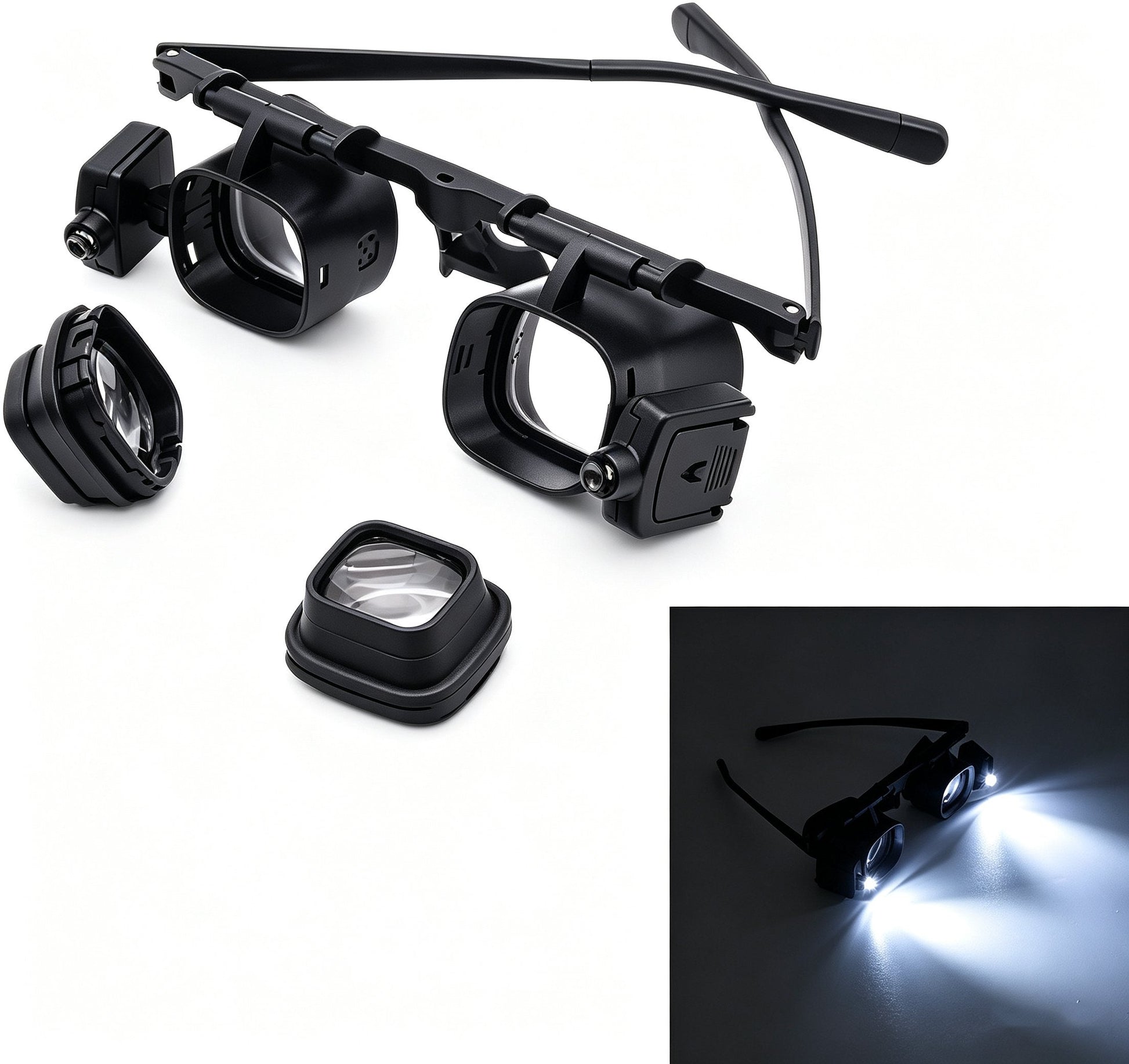 Head Mount Glass 2 4 6 12 24X Eye Loupes with LED Light