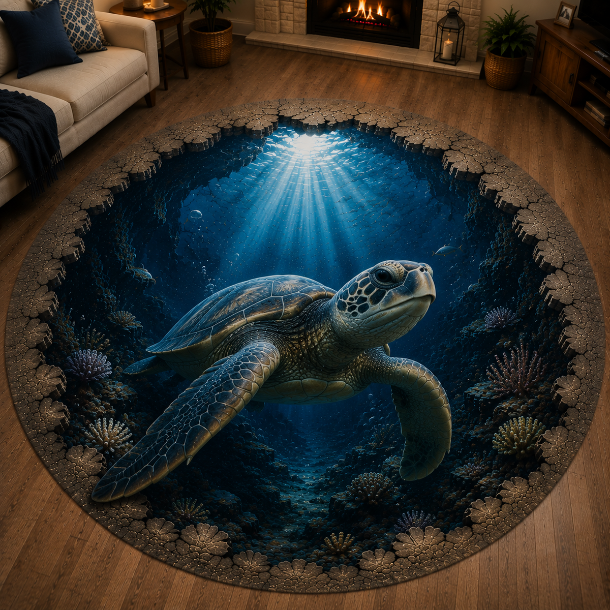 ✈️Last Day 50% OFF🌊Ocean Portal Illusion Rug - A Realistic 3D Ocean World Beneath Your Feet