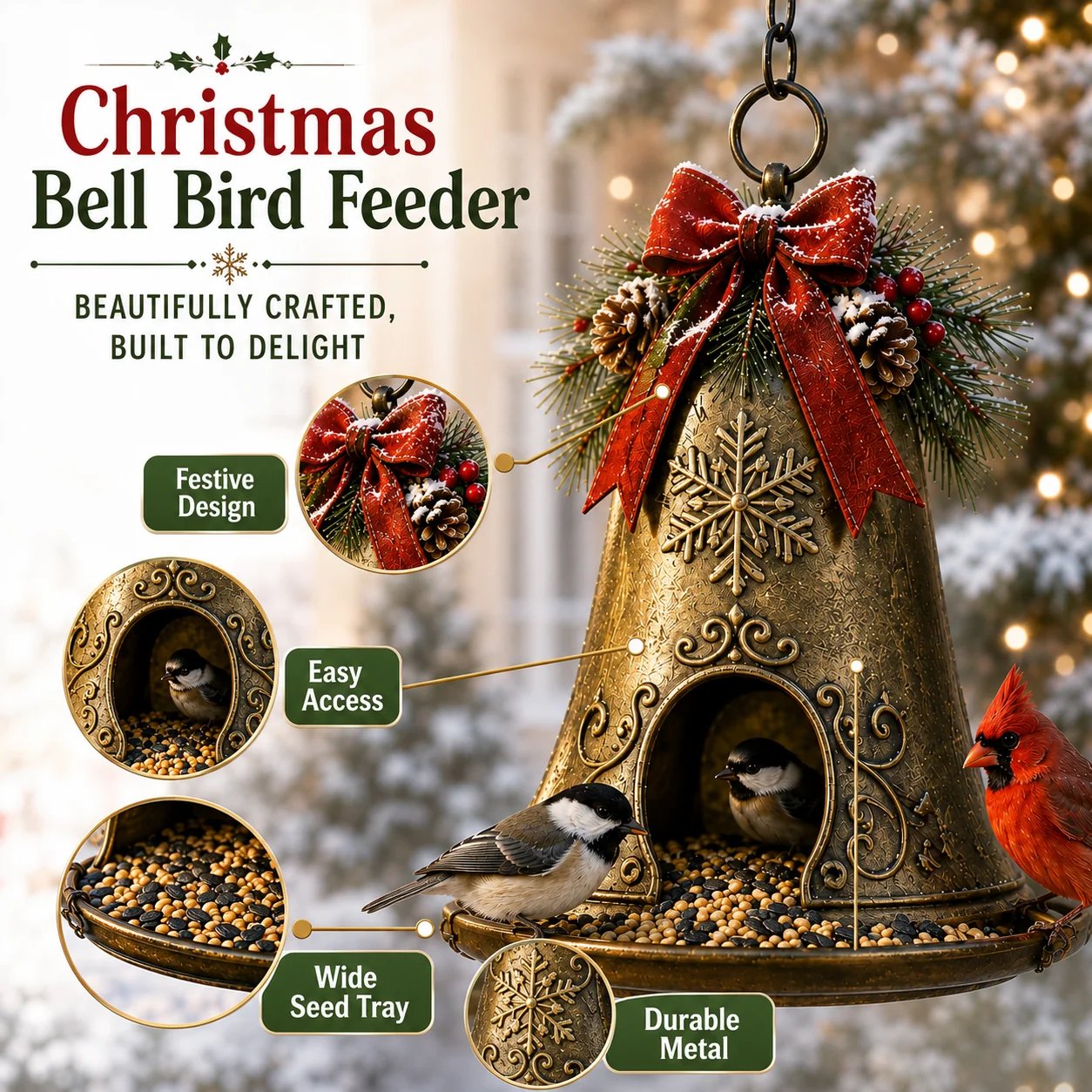 🔥Best Seller 🔥🐦Christmas Themed Bird Feeder Set | Decorative Hanging Backyard Feeders