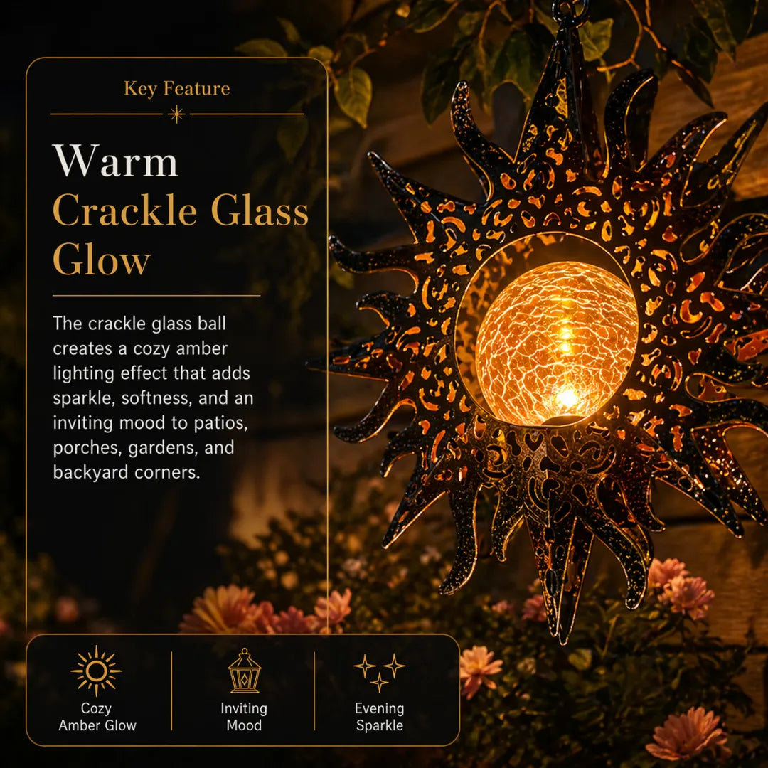 Celestial Glow Solar Sun & Moon Hanging Garden Lanterns