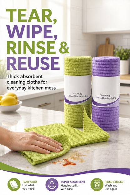 🧼 Reusable Cleaning Cloth Roll ✨ Tear Off, Wash & Reuse