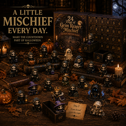 ✈️Last Day 50% OFF✨🔥Last Day 50% OFF-💀24 DAYS OF GRIM REAPER MISCHIEF|A Tiny Reaper Awaits Behind Every Door👻