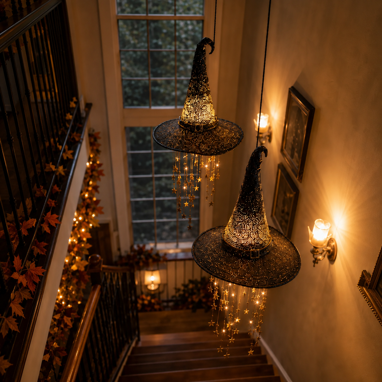 🧙‍♀️ Lighted Witch Hat Hanging Chime – Glowing Halloween Porch Decor ✨