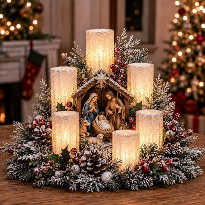 ✨Christmas Lighted Centerpiece with Flameless Candle Glow🎄