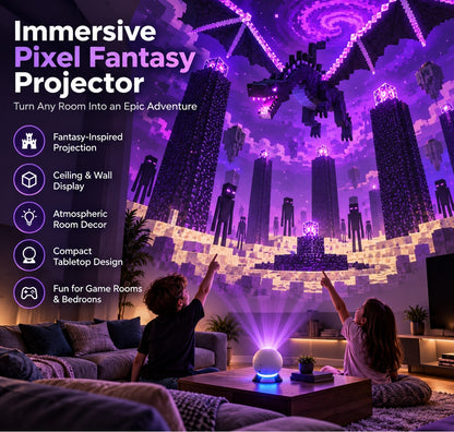 🎮 Pixel Fantasy Scene Projector – Ambient Decor for Gaming Rooms
