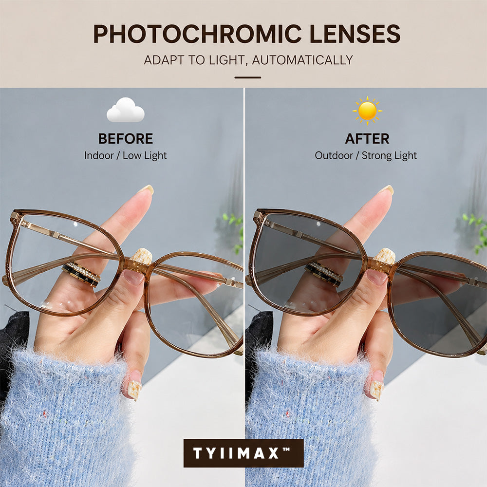🏅Best Seller🕶️ Oversized Fashion Prescription Glasses – Trendy Photochromic Lenses with Blue Light Blocking ✨