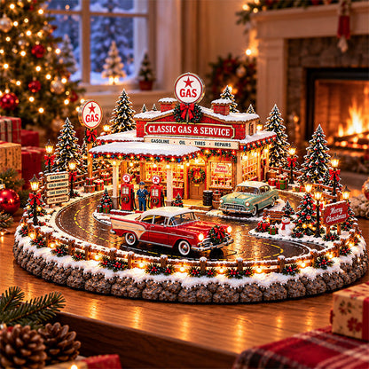 🚗🎄 Christmas Classic Gas Station Village –4 Holiday Vehicle Scenes