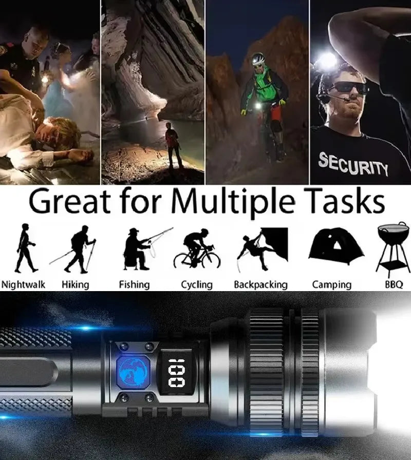 🔥🔥🔥Last Day 53% OFF⚡️High-power flashlight-Zoomable Beam & Emergency Power Bank