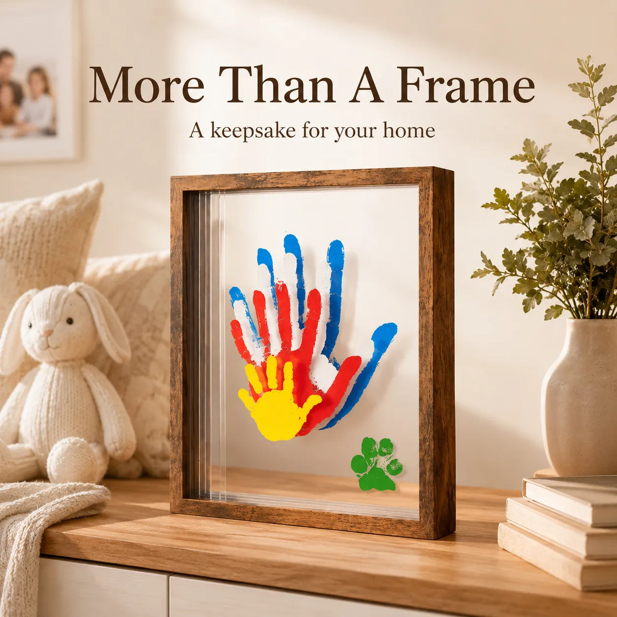 🎁Today Only: 55% OFF🔥Wooden Transparent Handprint Frame Set, DIY Family Memorial Gift Kit