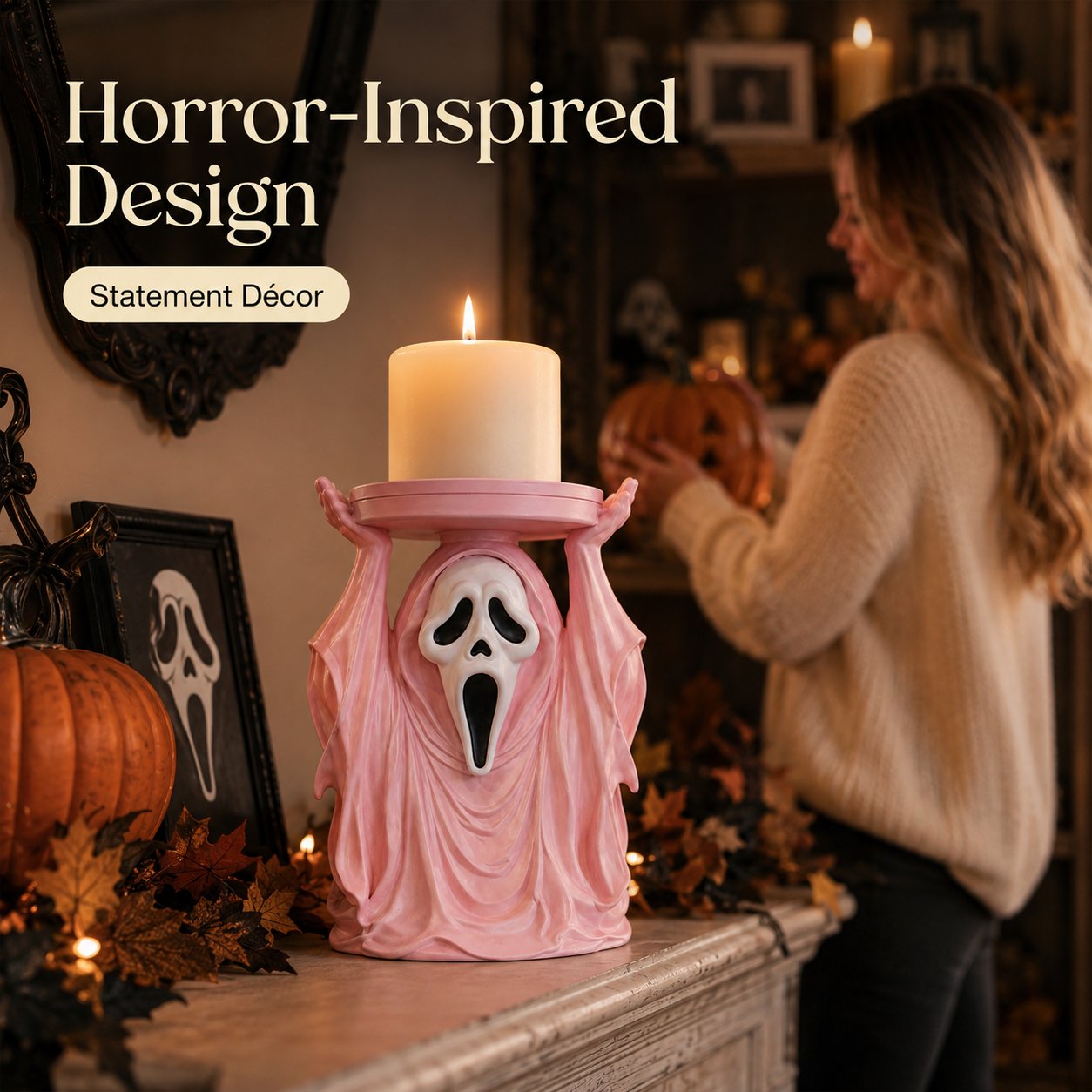 👻 Ghostface Scream Candle Holder 🕯️ Spooky Halloween Decor