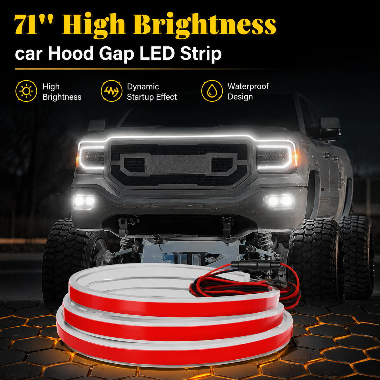 ✈️Last Day 50% OFF✨71' High Brightness car Hood Gap LED Strip-Dynamic Scan Activated Design